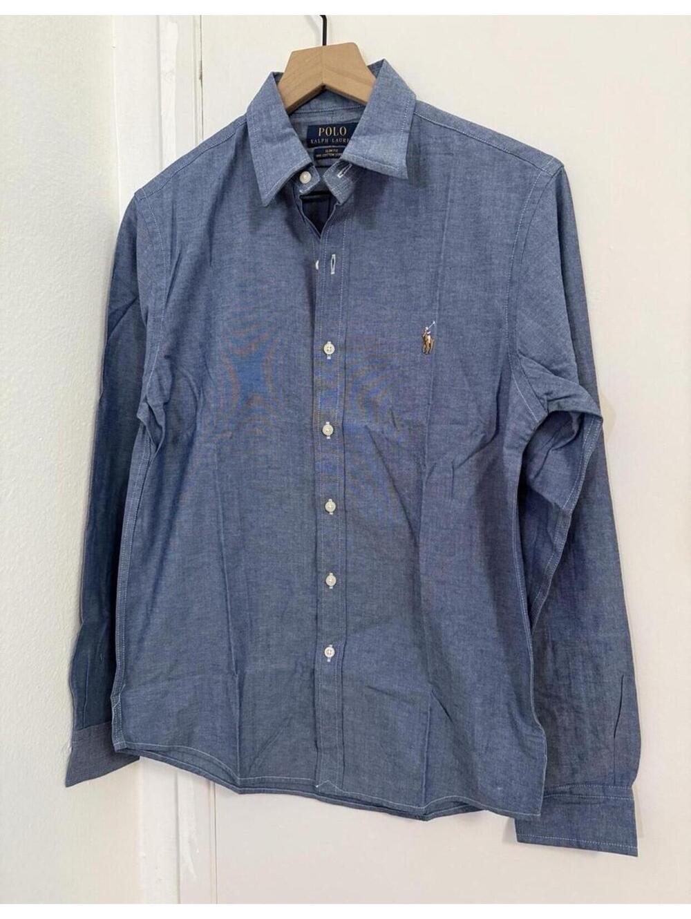 Polo Ralph Laurent Men’s Shirt Slim Fit Long Sleeve - Indigo Blue - Size Small